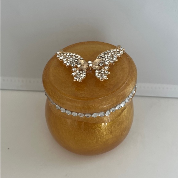 Accessories - Gold Decorative Jar with Rhinestone Butterfly